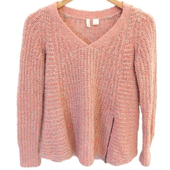 ANTHROPOLOGIE Moth Zipped Pullover Pink Sweater EUC sz M - Picture 3 of 8